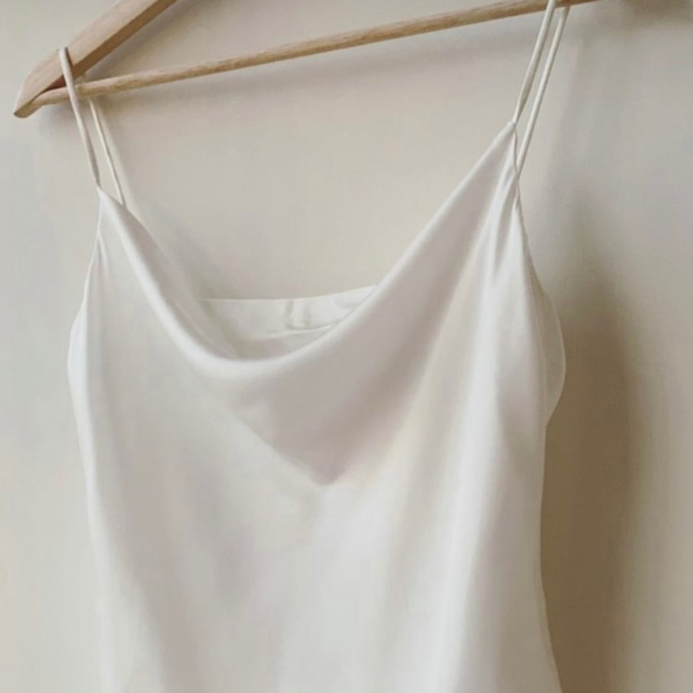 White silky cowl neck camisole